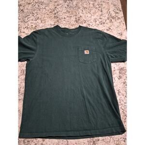 Carhartt Mens Large Tshirt Dark Green Original Fit With Pocket